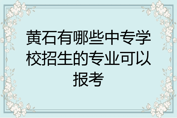 黄石有哪些中专学校招生的专业可以报考