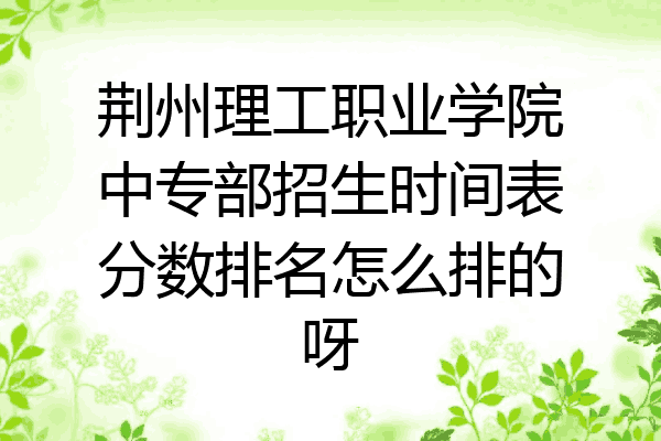 荆州理工职业学院中专部招生时间表分数排名怎么排的呀