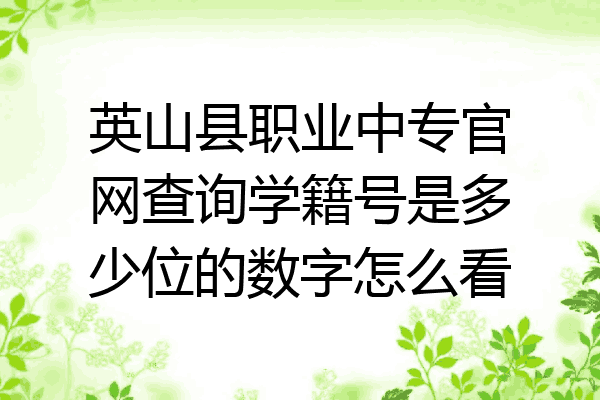 英山县职业中专官网查询学籍号是多少位的数字怎么看