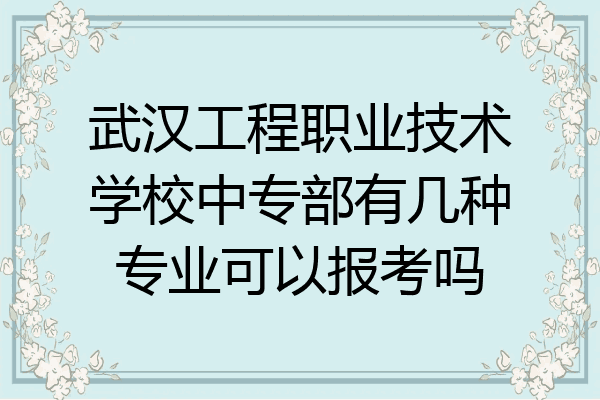 武汉工程职业技术学校中专部有几种专业可以报考吗