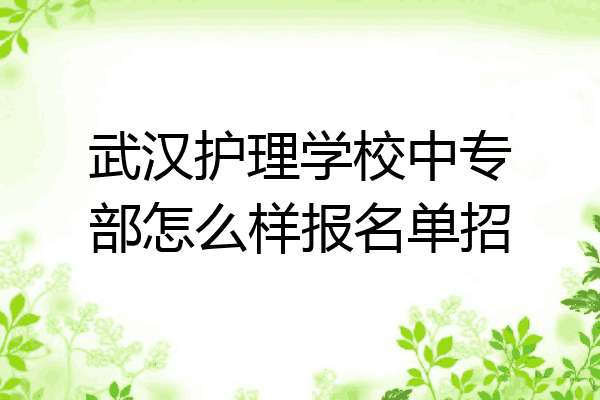 武汉护理学校中专部怎么样报名单招