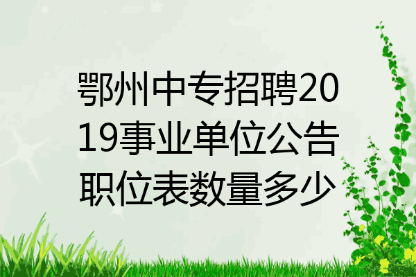 鄂州中专招聘2019事业单位公告职位表数量多少