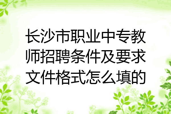 长沙市职业中专教师招聘条件及要求文件格式怎么填的