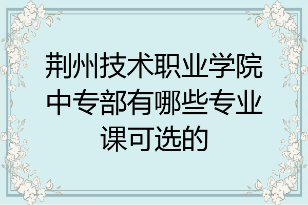 荆州技术职业学院中专部有哪些专业课可选的