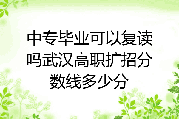 中专毕业可以复读吗武汉高职扩招分数线多少分