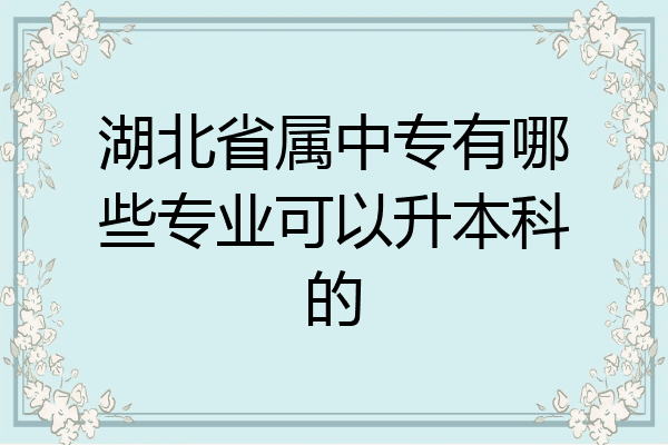 湖北省属中专有哪些专业可以升本科的