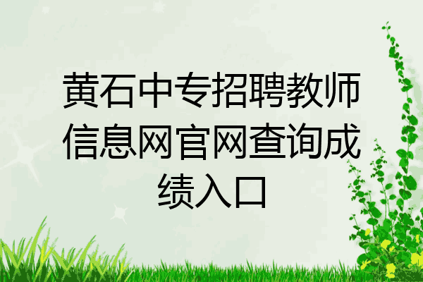 黄石中专招聘教师信息网官网查询成绩入口