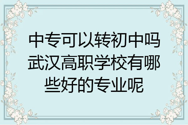 中专可以转初中吗武汉高职学校有哪些好的专业呢