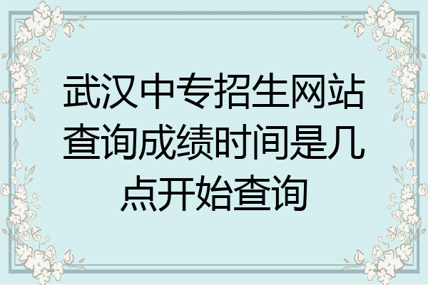 武汉中专招生网站查询成绩时间是几点开始查询