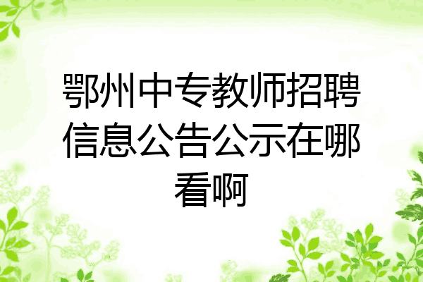 鄂州中专教师招聘信息公告公示在哪看啊