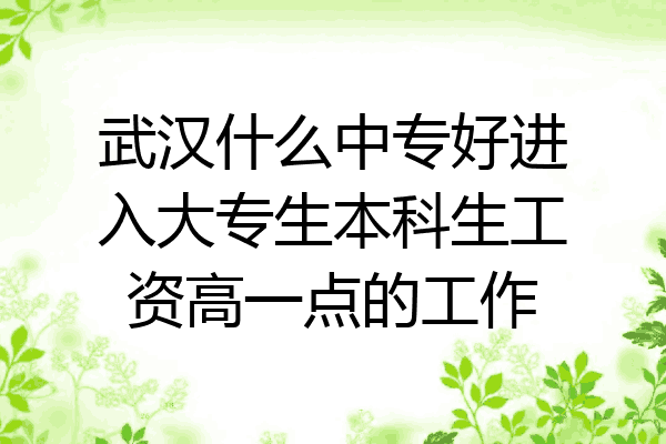 武汉什么中专好进入大专生本科生工资高一点的工作