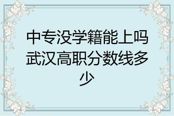 中专没学籍能上吗武汉高职分数线多少