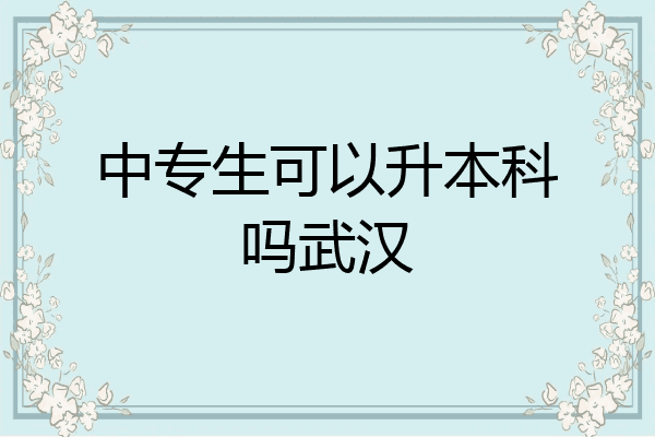 中专生可以升本科吗武汉