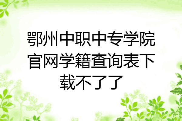 鄂州中职中专学院官网学籍查询表下载不了了