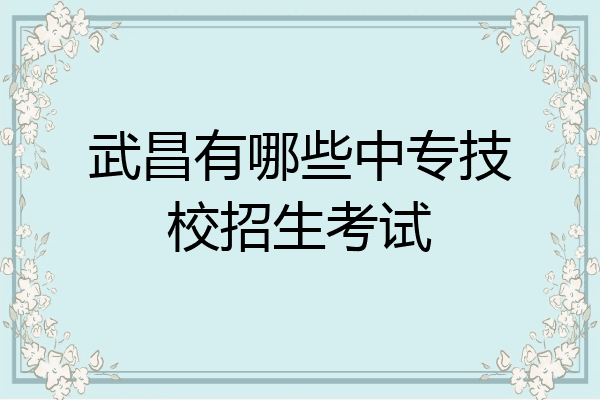 武昌有哪些中专技校招生考试