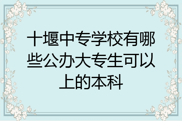 十堰中专学校有哪些公办大专生可以上的本科