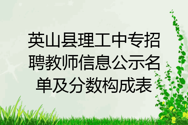 英山县理工中专招聘教师信息公示名单及分数构成表