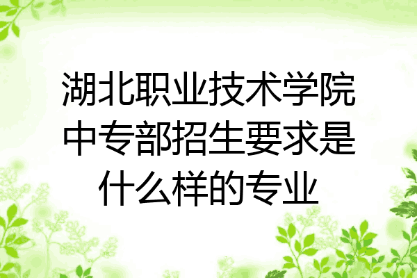 湖北职业技术学院中专部招生要求是什么样的专业
