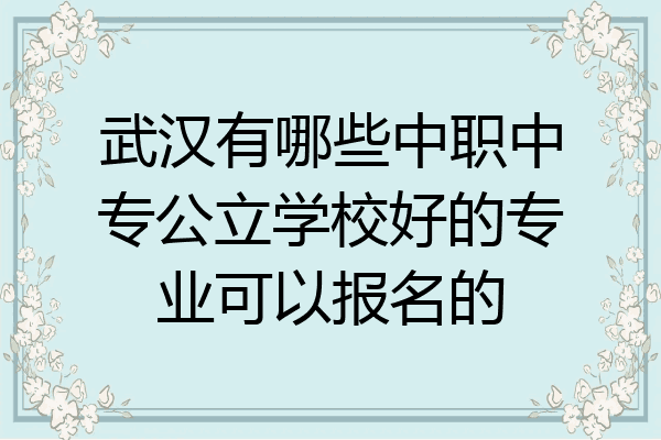 武汉有哪些中职中专公立学校好的专业可以报名的
