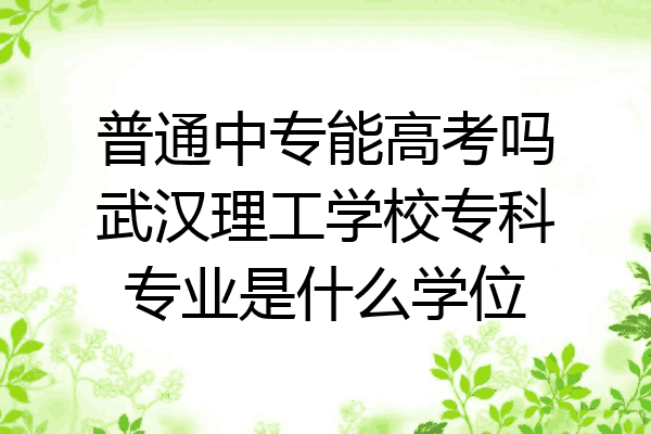 普通中专能高考吗武汉理工学校专科专业是什么学位