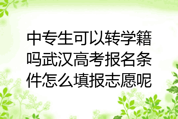 中专生可以转学籍吗武汉高考报名条件怎么填报志愿呢