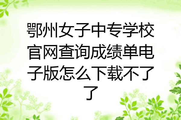 鄂州女子中专学校官网查询成绩单电子版怎么下载不了了