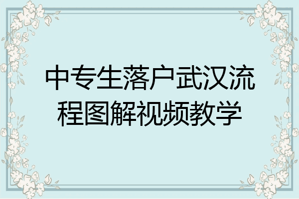 中专生落户武汉流程图解视频教学