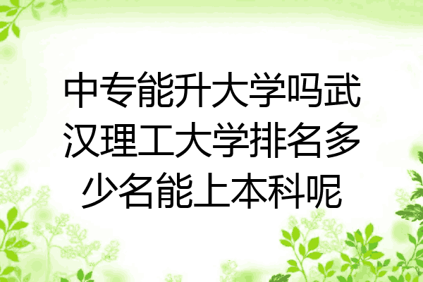 中专能升大学吗武汉理工大学排名多少名能上本科呢