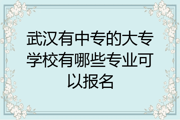 武汉有中专的大专学校有哪些专业可以报名