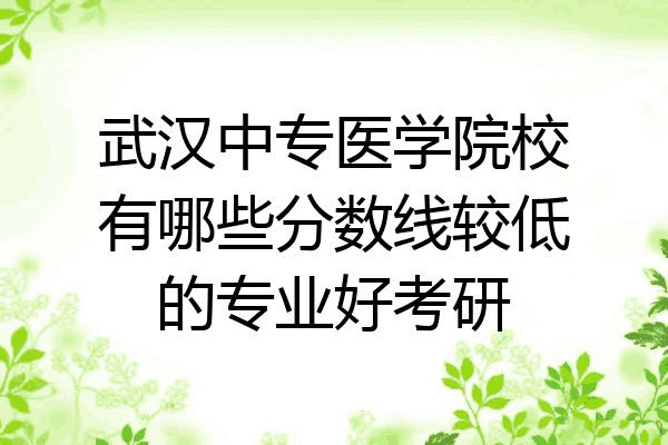 武汉中专医学院校有哪些分数线较低的专业好考研