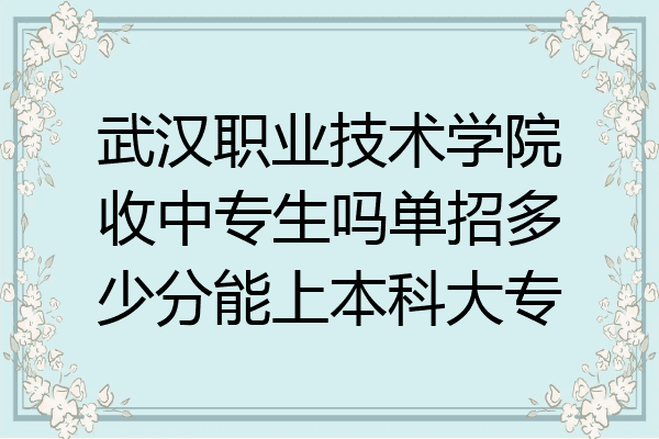 武汉职业技术学院收中专生吗单招多少分能上本科大专