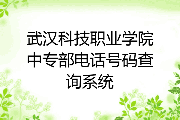 武汉科技职业学院中专部电话号码查询系统