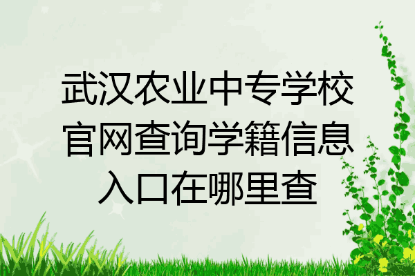 武汉农业中专学校官网查询学籍信息入口在哪里查
