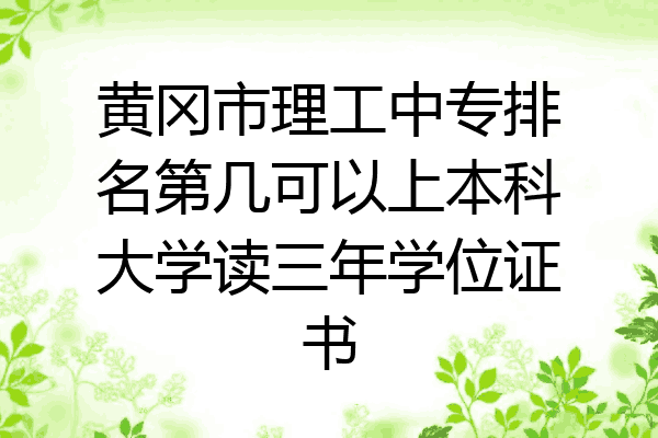 黄冈市理工中专排名第几可以上本科大学读三年学位证书