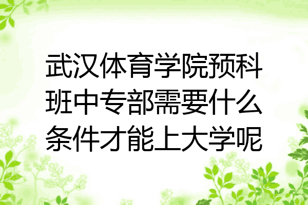 武汉体育学院预科班中专部需要什么条件才能上大学呢