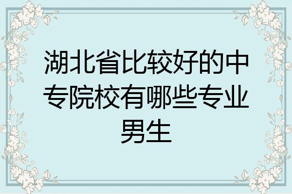 湖北省比较好的中专院校有哪些专业男生
