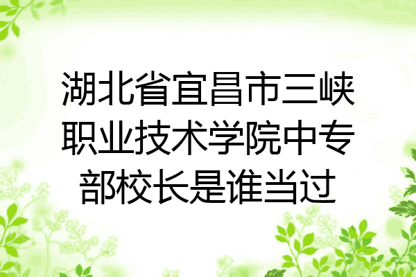 湖北省宜昌市三峡职业技术学院中专部校长是谁当过
