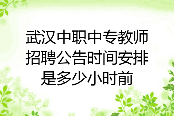 武汉中职中专教师招聘公告时间安排是多少小时前