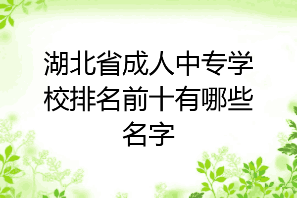 湖北省成人中专学校排名前十有哪些名字