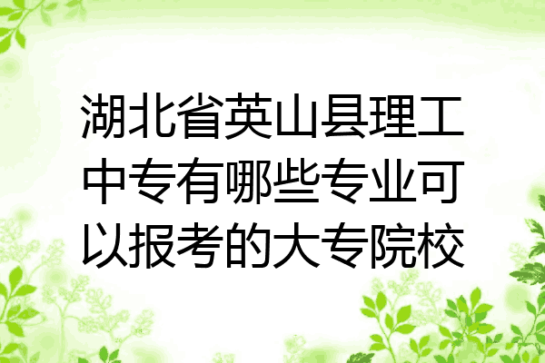 湖北省英山县理工中专有哪些专业可以报考的大专院校