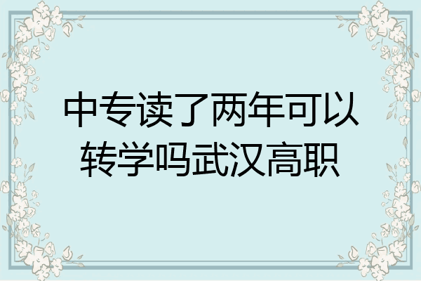 中专读了两年可以转学吗武汉高职