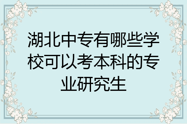 湖北中专有哪些学校可以考本科的专业研究生