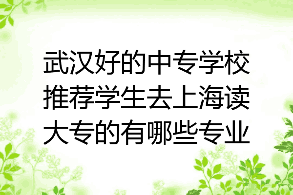 武汉好的中专学校推荐学生去上海读大专的有哪些专业