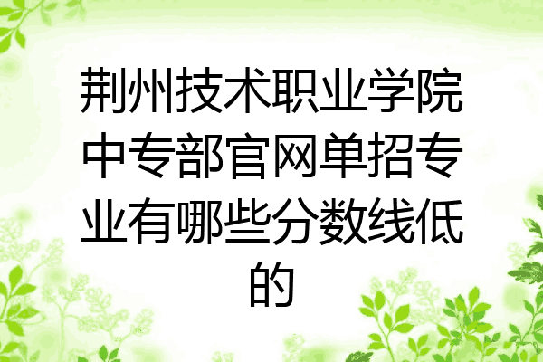 荆州技术职业学院中专部官网单招专业有哪些分数线低的
