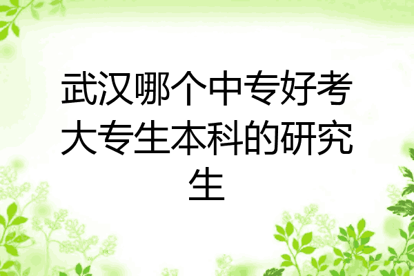 武汉哪个中专好考大专生本科的研究生