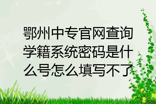 鄂州中专官网查询学籍系统密码是什么号怎么填写不了