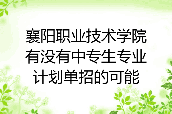 襄阳职业技术学院有没有中专生专业计划单招的可能