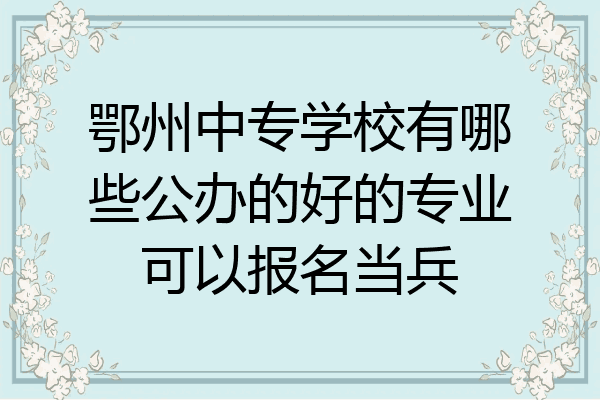 鄂州中专学校有哪些公办的好的专业可以报名当兵