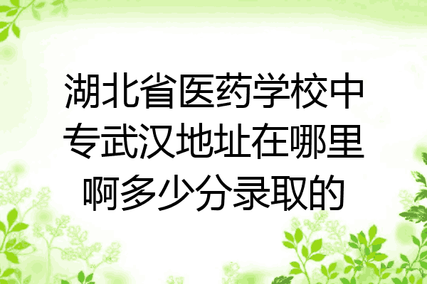 湖北省医药学校中专武汉地址在哪里啊多少分录取的