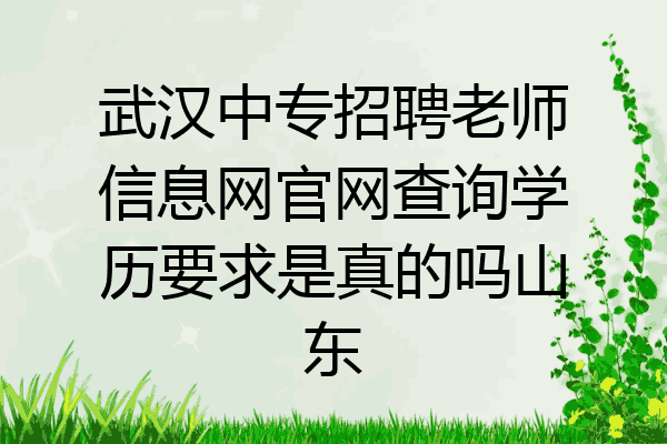 武汉中专招聘老师信息网官网查询学历要求是真的吗山东
